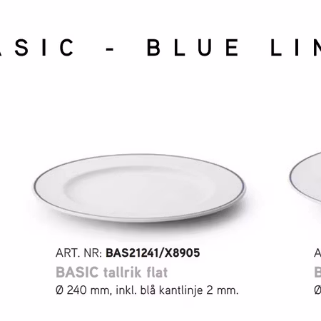 BASIC Tallrik flat D24cm, Blue Line