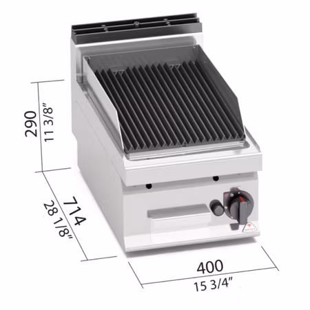 Gasgrill Lavastens 1 zon, 400x714x290 mm 7kW, BERTOS