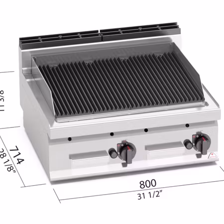 Gasgrill Lavastens 2 zoner, 800x714x290 mm 14kW, BERTOS