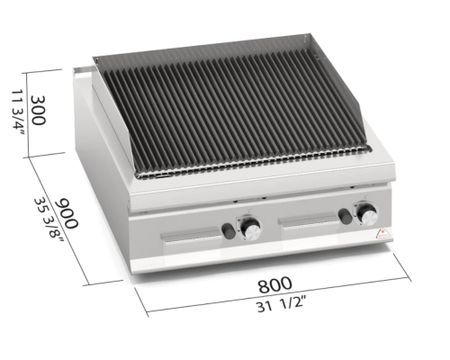 Gasgrill Lavastens 2 zoner, 800x900x300 mm 18kW, BERTOS