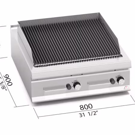Gasgrill Lavastens 2 zoner, 800x900x300 mm 18kW, BERTOS