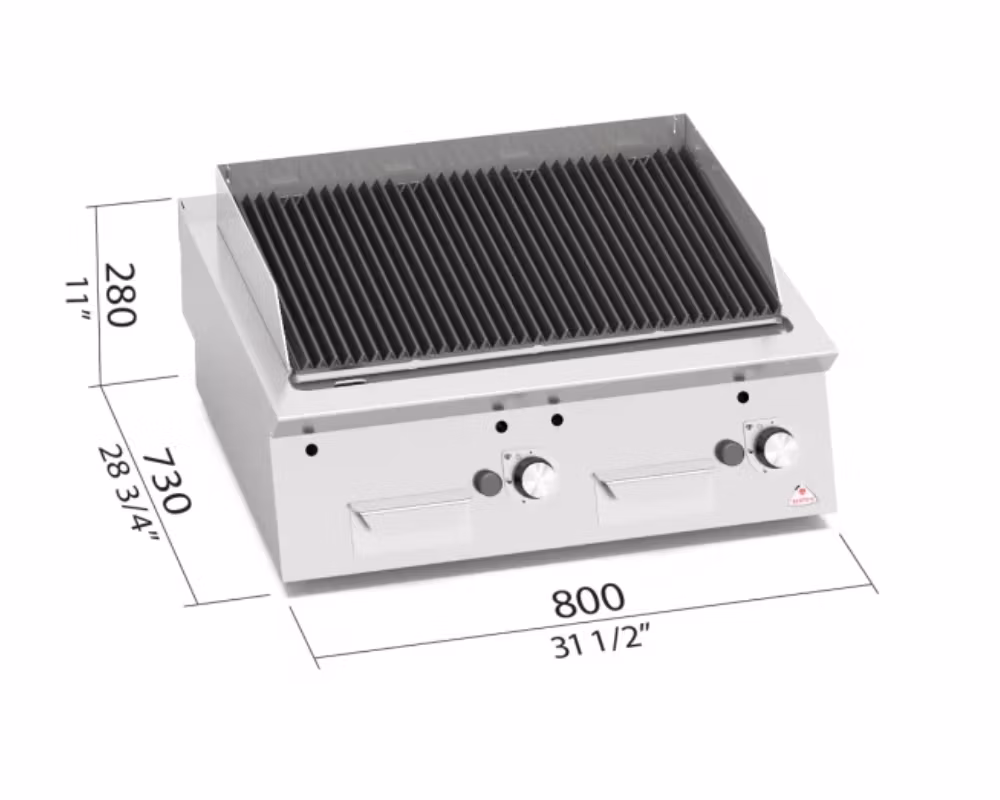 Gasgrill Lavastens 2 zoner, 800x730x280 mm 14kW, BERTOS