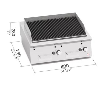 Gasgrill Lavastens 2 zoner, 800x730x280 mm 14kW, BERTOS
