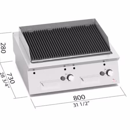 Gasgrill Lavastens 2 zoner, 800x730x280 mm 14kW, BERTOS