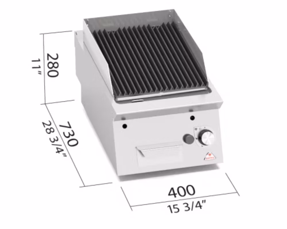 Gasgrill Lavastens 1 zon, 400x730x280 mm 7kW, BERTOS