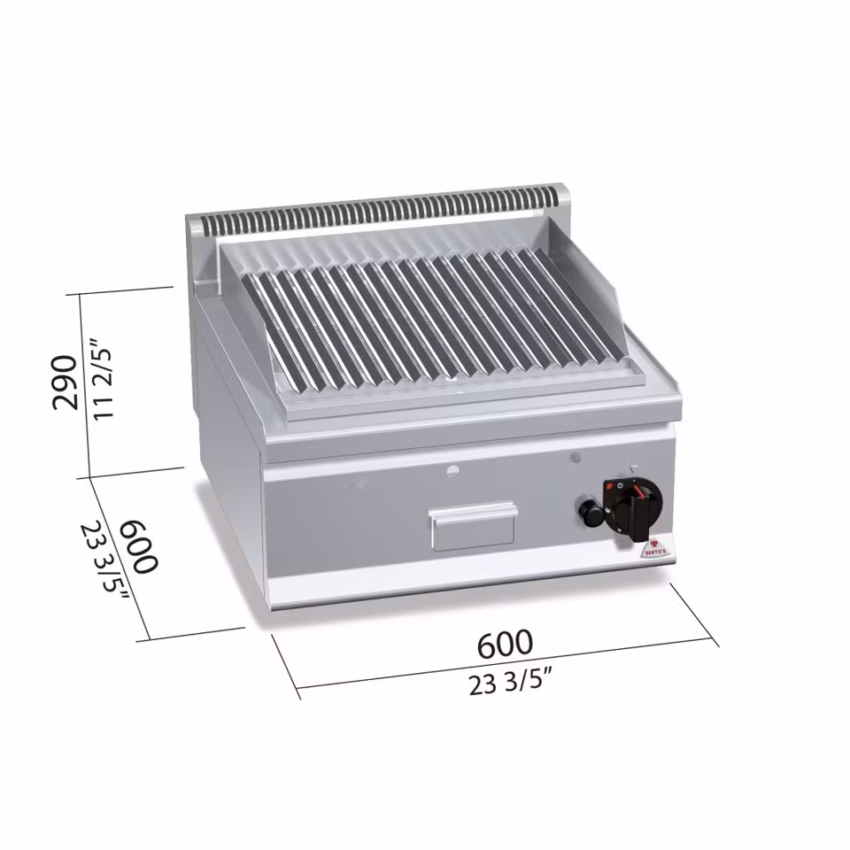 Gasgrill Lavastens 1 zon, 600x600x290 mm 8kW, BERTOS