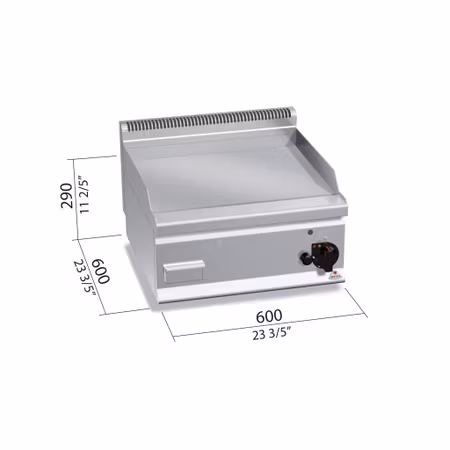 Gas-stekbord Slät, 8kW 600x600 mm, BERTOS
