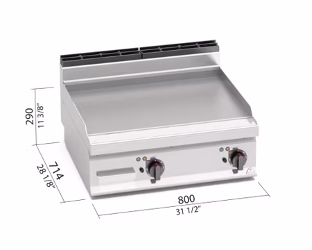 Stekbord Slät 9,6kW, 800x714 mm, BERTOS