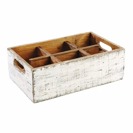 Bestick/Kryddställ 6-fack vintage vit 27x17cm H10cm, FRANKHUGO