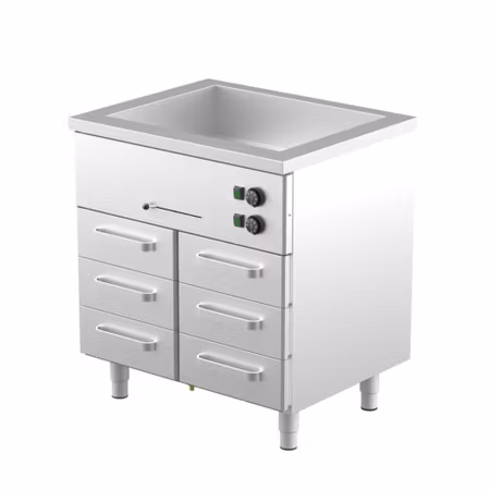 Värmeskåp med vattenbad 800x650x900mm (2xGN 1/1-150 + 6 skåp GN 1/1-100) KLH-806, COOLPART