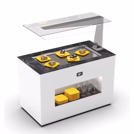 Buffestation Kall BUF15A/15A-I, Sidoöverhylla H/V, kylbrunn 15mm djup, 1300x700x1400mm,SAYL