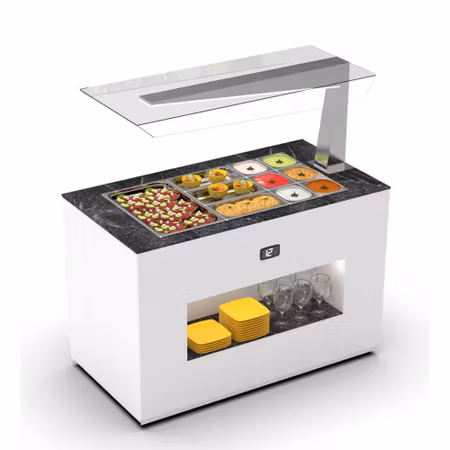 Buffestation Kall BUF65A/65A-1, Sidoöverhylla H/V, 3xGN1/1-65mm, 1300x700x1400mm,SAYL