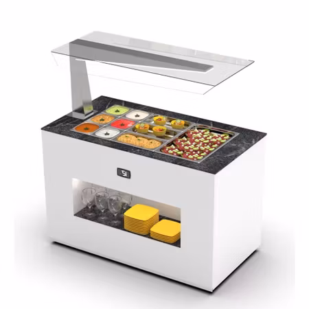 Buffestation Kall BUF65A/65A-1, Sidoöverhylla H/V, 3xGN1/1-65mm, 1300x700x1400mm,SAYL