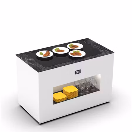 Buffestation Varm BUC Utan överhylla,  VÄRMEHÄLL i GLAS, 1300x700x875mm,SAYL