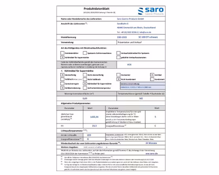 kylmonter dubbeldörr SC 100 DT svart,  425x429x1080mm, SARO