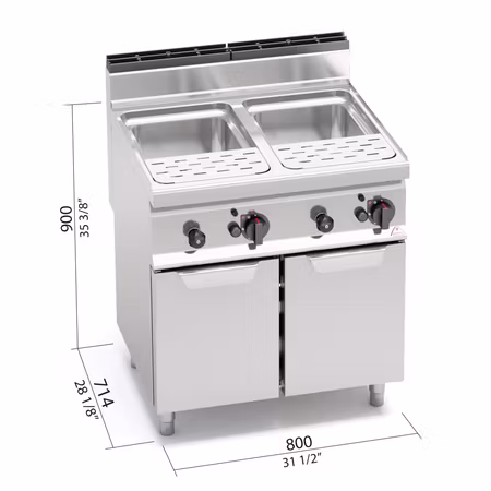 Pastakokare MACROS 700 Dubbel, GAS-20kW 800x714x900mm, BERTOS
