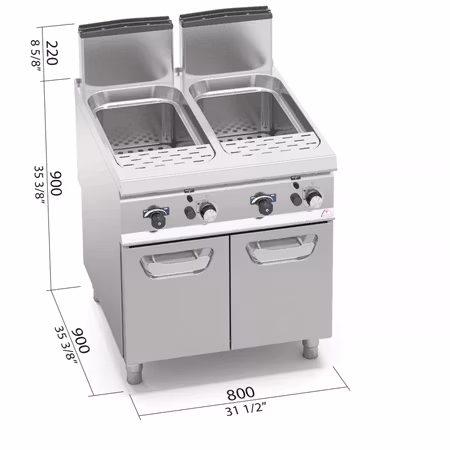 Pastakokare S900 Dubbel, GAS-24kW 800x900x900mm, BERTOS
