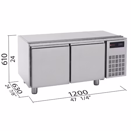 Grillkylbänk S700 Serien BASE 1200, 2 Dörrar 1200x630x610 mm, BERTOS