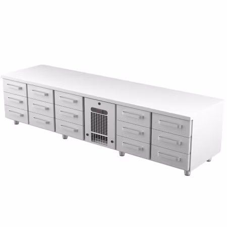 Grillkylbänk VLG Serien i 4 VARIANTER Med SKÅP Eller LÅDOR, 2400x650x600mm, COOLPART