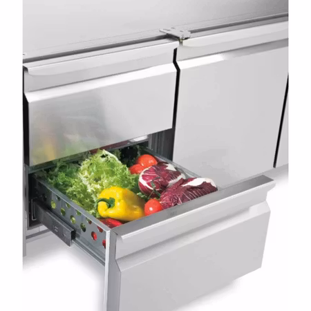 Grillkylbänk BRS Serien i 2 VARIANTER Med SKÅP Eller LÅDOR, 2200x640x610mm, GEMM