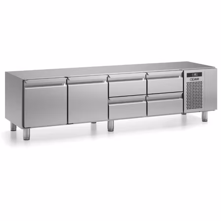 Grillkylbänk BRS Serien i 2 VARIANTER Med SKÅP Eller LÅDOR, 2200x640x610mm, GEMM