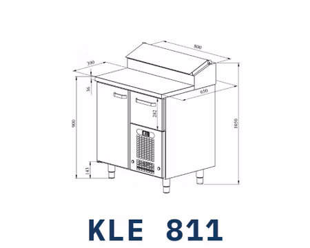 Kallskänkskylbänk KLE-811 1xSkåp GN1/1+1xLåda GN1/1-200, 800x650x900mm, COOLPART