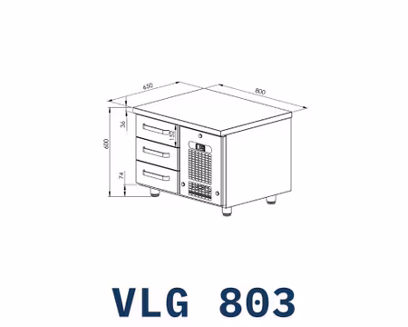 Grillkylbänk VLG-803, 3st lådor för GN1/1-100mm, 800x650x600mm, COOLPART