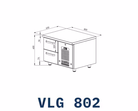 Grillkylbänk VLG-802, 2st lådor för GN1/1-150mm, 800x650x600mm, COOLPART
