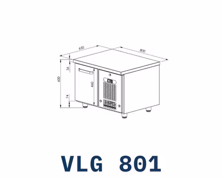 Grillkylbänk VLG-801, 1st låda för GN1/1-200mm, 800x650x600mm, COOLPART