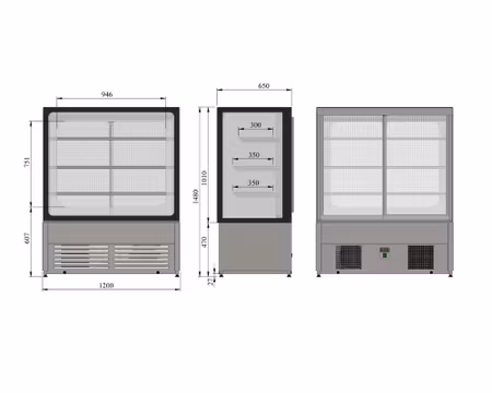 Kylmonter CUBIC EL 1200, Öppen mot kund, 1200x650x1480mm, COOLPART