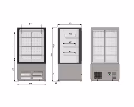Kylmonter CUBIC EL 800 Öppen mot kund, 800x650x1480mm, COOLPART