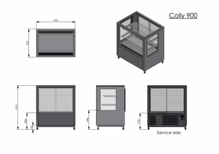 Kylmonter COLLY 900, 2st glashyllor+bottenhylla, 900x650x1000mm, COOLPART