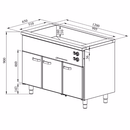 Värmeskåp med vattenbad 1200x650x900mm (3xGN 1/1-150+ 3 skåp GN1/1) KLH-1230, COOLPART