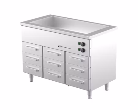 Värmeskåp med vattenbad 1200x650x900mm (3xGN 1/1-150+9 lådor GN 1/1-100) KLH-1209, COOLPART