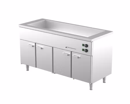 Värmeskåp med vattenbad 1600x650x900mm (4xGN 1/1-150+4 skåp GN 1/1) KLH-1640, COOLPART