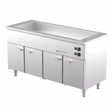 Värmeskåp med vattenbad 1600x650x900mm (4xGN 1/1-150+4 skåp GN 1/1) KLH-1640, COOLPART