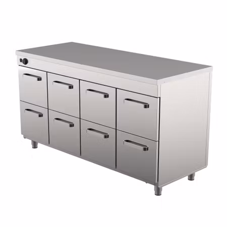 Värmeskåp Med Neutral Toppskiva Med SKÅP Eller LÅDOR, LK Serien i 4 VARIANTER, 1600x650x900mm, COOLPART