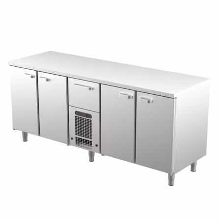 Kylbänk 2000, Rostfri Toppskiva, VLE Serien Med SKÅP Eller LÅDOR, 2000x650x900 i 4 VARIANTER, COOLPART
