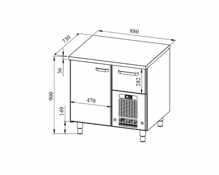 Bagerikylbänk PK-911 Rostfri Toppskiva (Passande Plåtar: 450x600mm) 930x730x900 , COOLPART