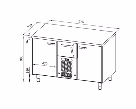 Bagerikylbänk PK-1321 Rostfri Toppskiva (Passande Plåtar: 400x600mm) 1360x730x900 , COOLPART