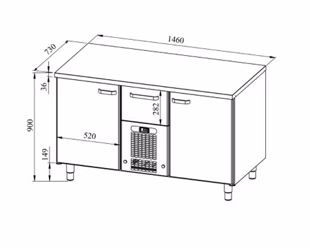 Bagerikylbänk PK-1421 Rostfri Toppskiva (Passande Plåtar: 450x600mm) 1460x730x900 , COOLPART