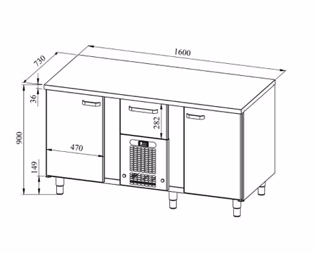 Bagerikylbänk PK-1621 Rostfri Toppskiva (Passande Plåtar: 400x600mm) 1600x730x900 , COOLPART