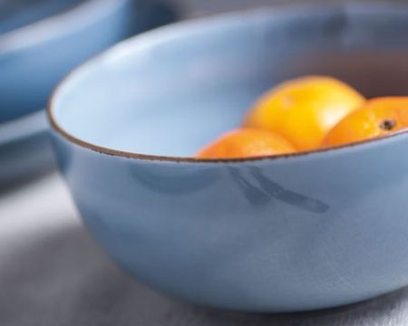 Blocho Rondo Skål 16cm, Blå med prickar och rand