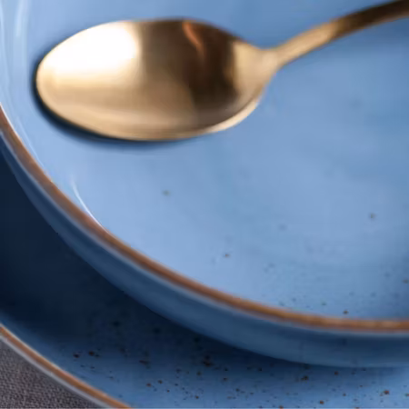 Blocho Rondo Halvdjup tallrik rund 27cm, Blå med prickar och rand