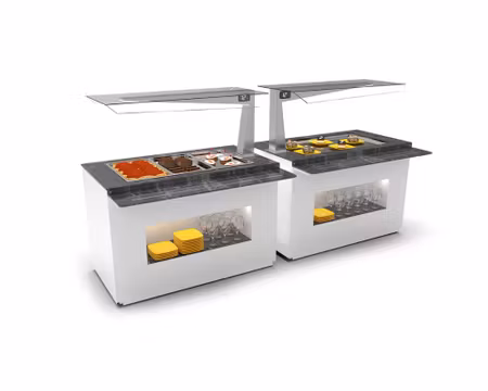 Buffestation Kall BUF15A/15A-I, Sidoöverhylla H/V, kylbrunn 15mm djup, 1300x700x1400mm,SAYL