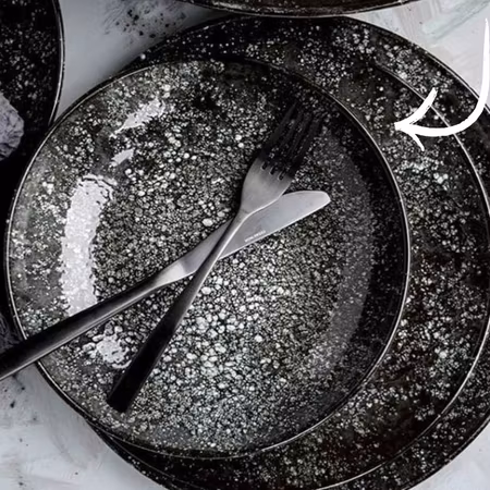 COSMOS BLACK Tallrik Gourmet flat, Rund D25cm