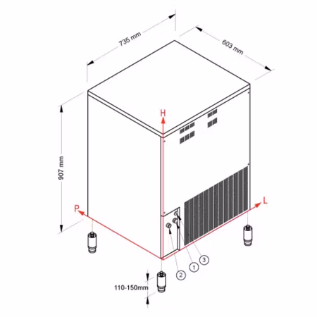 Ismaskin SL140 luftkyld, 70kg/dygn-Binge 40kg, NTF