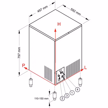 Ismaskin SL90 luftkyld, 49kg/dygn-Binge 25kg, NTF
