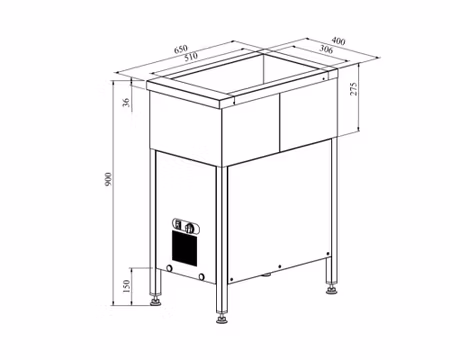 Kylbrunn med öppet stativ 1xGN1/1-150, 400x650x900, KAJ 400, COOLPART