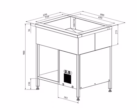Kylbrunn med öppet stativ 2xGN1/1-150, 800x650x900, KAJ 800, COOLPART